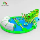 Commerciële waterwedstrijdequipement mobiele landopblaasbare grondwaterpark grote zwembad glijbaan