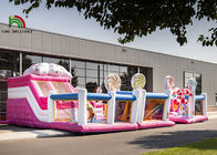 Het commerciële Plato-Roze Candyland Opblaasbare Pretpark van pvc 10m met Dia