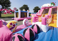 Het commerciële Plato-Roze Candyland Opblaasbare Pretpark van pvc 10m met Dia