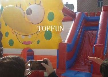 Geel 0,55 mm-het Geteerde zeildoek van pvc Opblaasbaar het Springen Kasteel met Spongebob-Ce