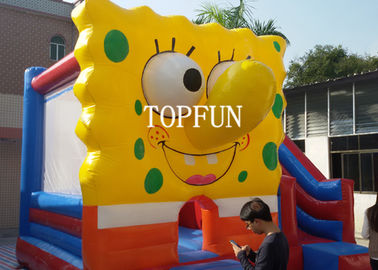 Geel 0,55 mm-het Geteerde zeildoek van pvc Opblaasbaar het Springen Kasteel met Spongebob-Ce