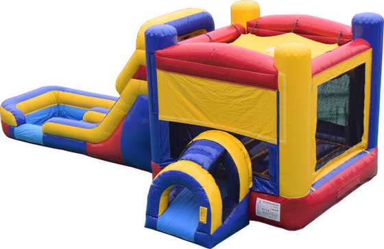 Rood Blauw Opblaasbaar het Springen Kasteel met Dia Dubbele Steeg Combo