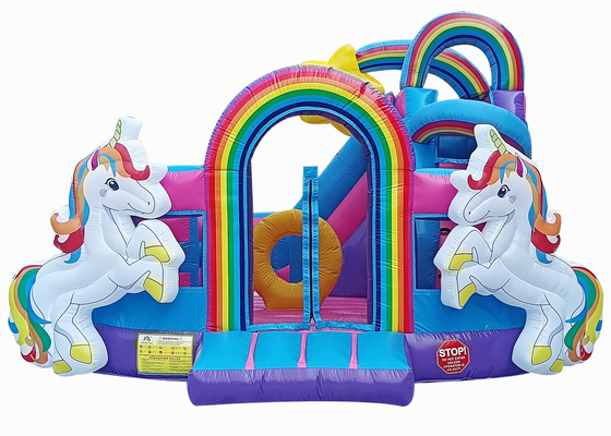 13ftx13ftx11.5ft Regenboog Unicorn Bouncy Castles Bounce House