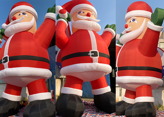 Outdoor Xmas gigantische opblaasbare kerstman met blazer voor kerstversieringen