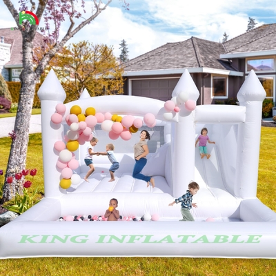 Commerciële opblaasbare witte springbouncer kasteel springhuis witte springkasteel met balput