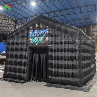Draagbare grote feesttent huis zwart led licht disco bar opblaasbare kubus tent