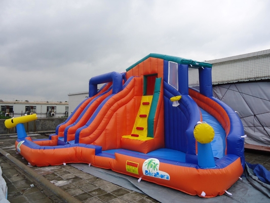 Buitengewone reusachtige dubbele baan opblaasbare uitsmijter waterglijbaan waterpark