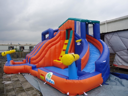 Buitengewone reusachtige dubbele baan opblaasbare uitsmijter waterglijbaan waterpark