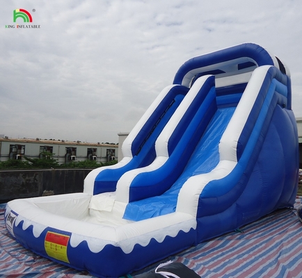 Commerciële gigantische waterglijbaan opblaasbare kinderen buitenopblaasbare waterslide met zwembad