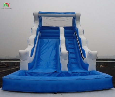 Goedkope commerciële dubbele splash dubbele baan opblaasbare waterslide te koop