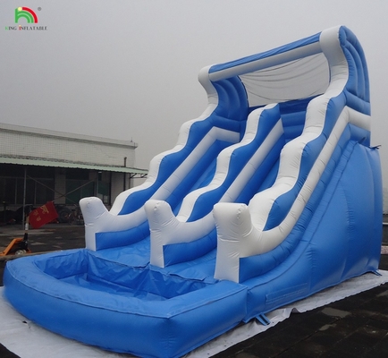Goedkope commerciële dubbele splash dubbele baan opblaasbare waterslide te koop