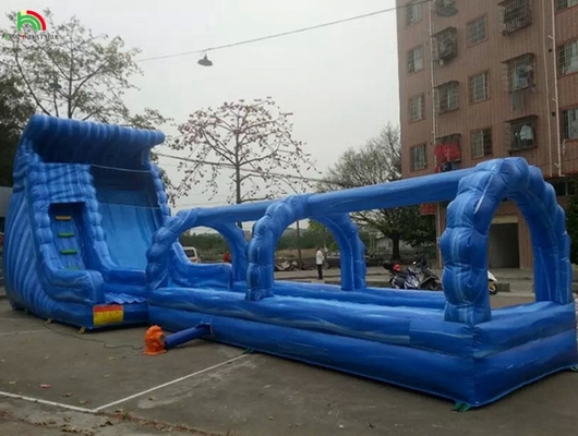 Commerciële opblaasbare waterglijbaan met zwembad opblaasbare uitsmijter waterglijbaan met zwembad