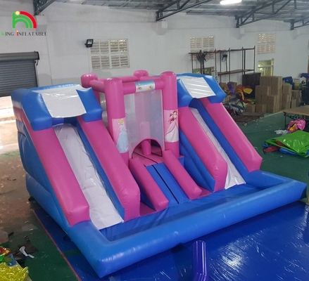 Warm te koop opblaasbare waterglijbaan Dubbele baan opblaasbare waterglijbaan met afneembare zwembad te koop