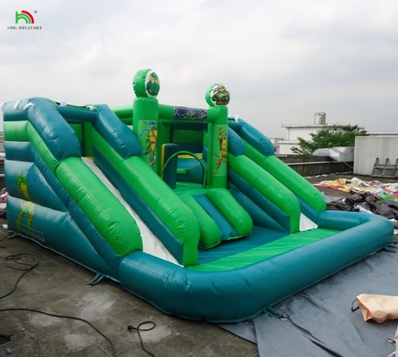 Commerciële waterglijbaan opblaasbare kinderen buitenshuis dubbelbaan waterglijbaan springhuis opblaasbare waterslide met zwembad