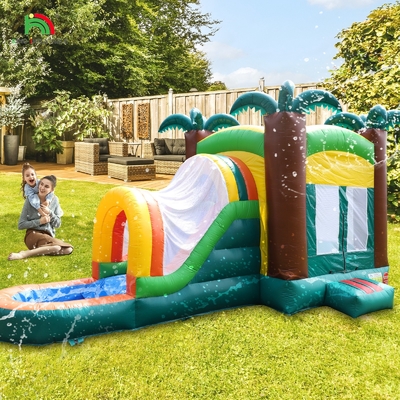 Hoogwaardige opblaasbare uitsmijter combinatie springkasteel met zwembad en opblaasbare waterslide