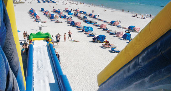 Commercieel hoogwaardig pretpark opblaasbare waterslide grote opblaasbare uitschuiver glijbaan voor amusementpark