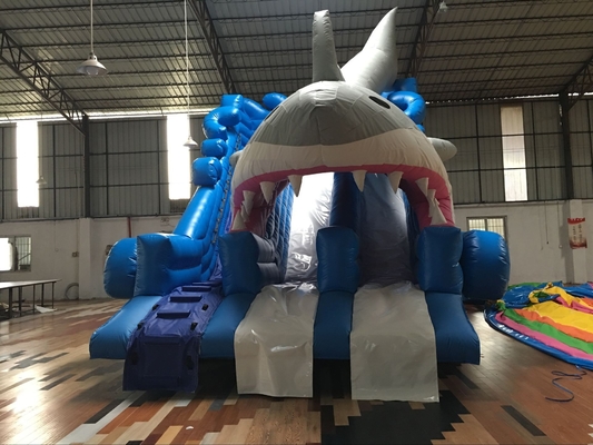 Buitenwaterglijbanen Achtertuin haai opblaasbare waterslide voor kinderen en volwassenen