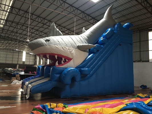 Buitenwaterglijbanen Achtertuin haai opblaasbare waterslide voor kinderen en volwassenen