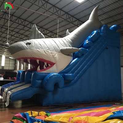 Buitenwaterglijbanen Achtertuin haai opblaasbare waterslide voor kinderen en volwassenen