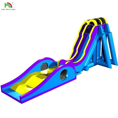 Commerciële feestverhuur interessant gekke blauwe opblaasbare waterslide voor kinderen en volwassenen