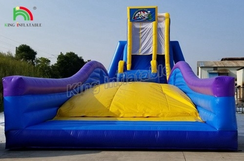 Commerciële feestverhuur interessant gekke blauwe opblaasbare waterslide voor kinderen en volwassenen