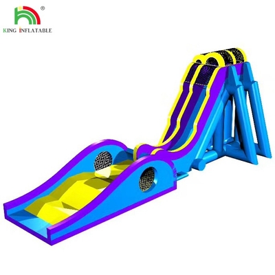 Commerciële feestverhuur interessant gekke blauwe opblaasbare waterslide voor kinderen en volwassenen