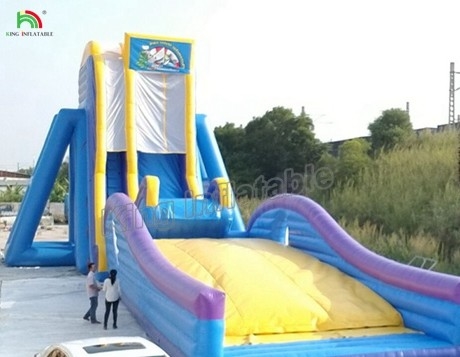 Grote lange opblaasbare waterslide voor volwassenen