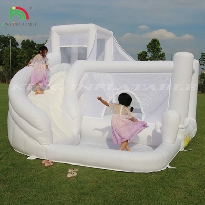 Witte opblaasbare bounce combo bouncy kasteel huis kinderen water glijbaan met bal put
