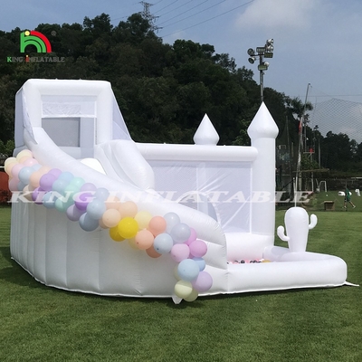 Witte opblaasbare bounce combo bouncy kasteel huis kinderen water glijbaan met bal put