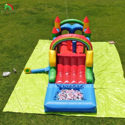 Kinderen buitenfeest opblaasbaar obstakel springhuis met glijbanen, balput, klimmen, obstakels, blazer