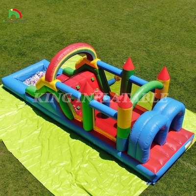 Kinderen buitenfeest opblaasbaar obstakel springhuis met glijbanen, balput, klimmen, obstakels, blazer