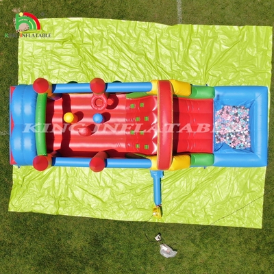 Kinderen buitenfeest opblaasbaar obstakel springhuis met glijbanen, balput, klimmen, obstakels, blazer
