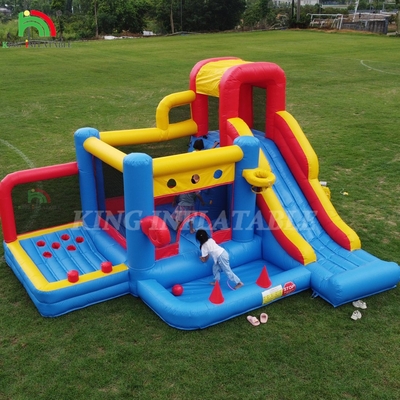 Opblaasbare obstakelbaan Bounce House Kasteel met glijbanen Bounce Area en Obstakels Klimmen met Blower