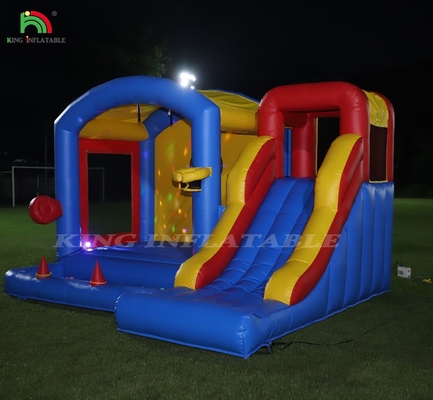 Kinderen opblaasbaar springkasteel met blazer, springkasteel met glijbaan, klimmen, obstakels, trampoline, ball pit pool