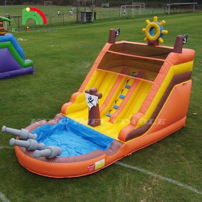 Commerciële dubbele baan opblaasbare waterslippen met zwembad voor kinderen