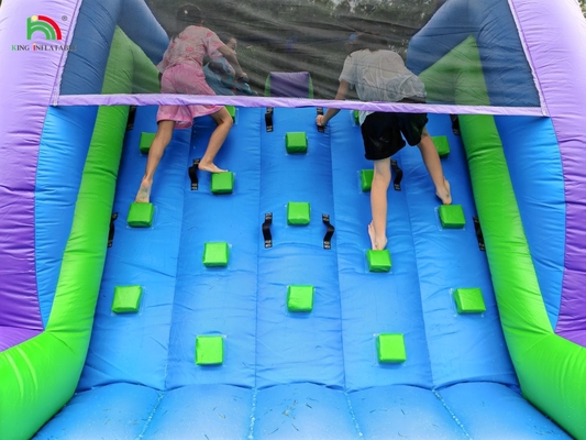 Dubbele lijn opblaasbare waterslide combo met zwembad obstakel om te klimmen opblaasbare zwembad glijbanen