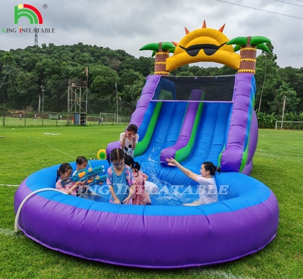 Dubbele lijn opblaasbare waterslide combo met zwembad obstakel om te klimmen opblaasbare zwembad glijbanen