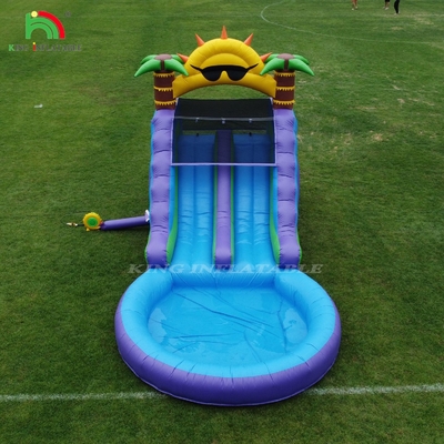 Dubbele lijn opblaasbare waterslide combo met zwembad obstakel om te klimmen opblaasbare zwembad glijbanen