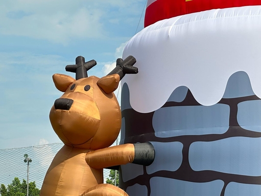 20ft 26ft 33ft opblaasbare kerstman in schoorsteen met rendier Outdoor kerstversiering Blaas de kerstman op