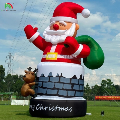 20ft 26ft 33ft opblaasbare kerstman in schoorsteen met rendier Outdoor kerstversiering Blaas de kerstman op