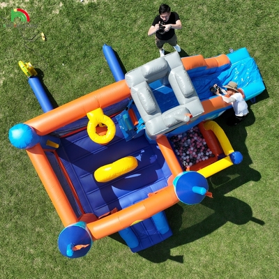 Commercieel opblaasbaar springhuis springkasteel met glijbanen en balput opblaasbaar springkasteel voor kinderen