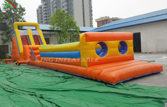 Custom Sport Opblaasbare Carnavalspelen Opblaasbare Challenge Race Hindernisbaan Met Dubbele Lijn Klimmen En Glijbaan