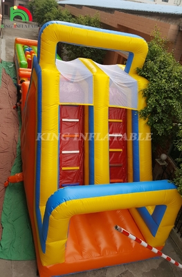 Custom Sport Opblaasbare Carnavalspelen Opblaasbare Challenge Race Hindernisbaan Met Dubbele Lijn Klimmen En Glijbaan