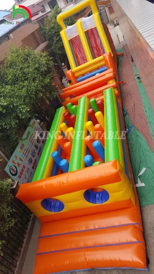 Custom Sport Opblaasbare Carnavalspelen Opblaasbare Challenge Race Hindernisbaan Met Dubbele Lijn Klimmen En Glijbaan