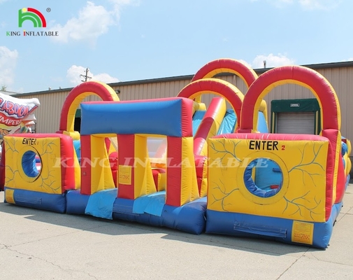 Buiten interactieve opblaasbare hindernisbaan Blow Up Kids Buitenhindernisbaan Speelplaats