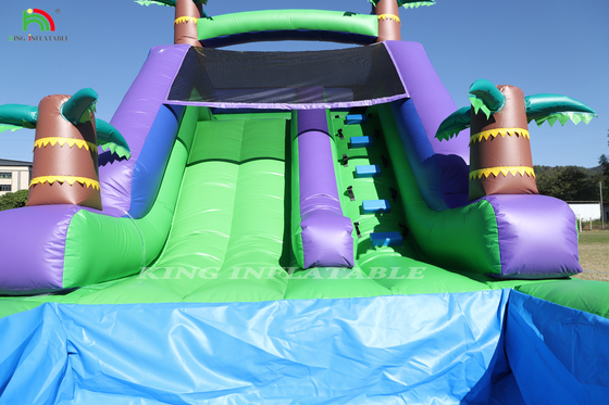 Commerciële pvc opblaasbare waterglijbaan buitentuin kinderen waterglijbaan met grotere watersplash zwembad en 1100W blazer