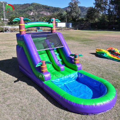 Commerciële pvc opblaasbare waterglijbaan buitentuin kinderen waterglijbaan met grotere watersplash zwembad en 1100W blazer