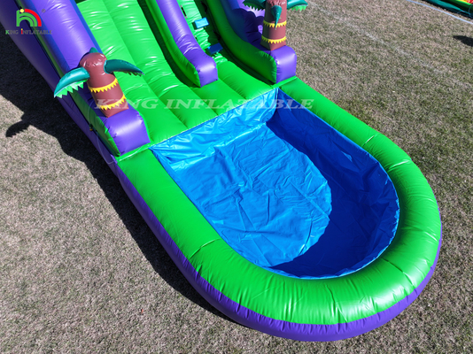 Commerciële pvc opblaasbare waterglijbaan buitentuin kinderen waterglijbaan met grotere watersplash zwembad en 1100W blazer