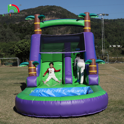 Commerciële pvc opblaasbare waterglijbaan buitentuin kinderen waterglijbaan met grotere watersplash zwembad en 1100W blazer