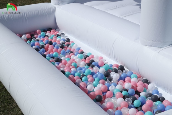 13x13x10ft commercieel witte springhuis grote springer springopblaasbaar kasteel voor kinderen volwassenen met glijbaan en balput